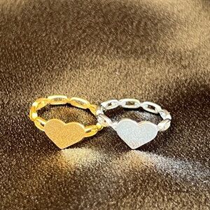 Gold and Silver Heart Chain Rings